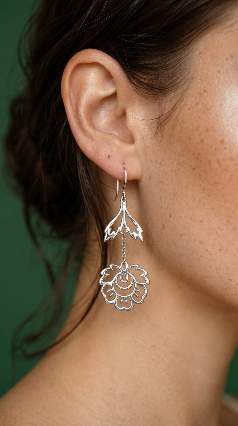 Earrings flower 2 with leaf