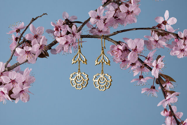 Earrings flower 2 with leaf