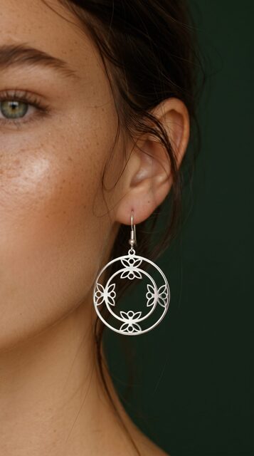 Earrings wire craft circle trefoil leaf 2