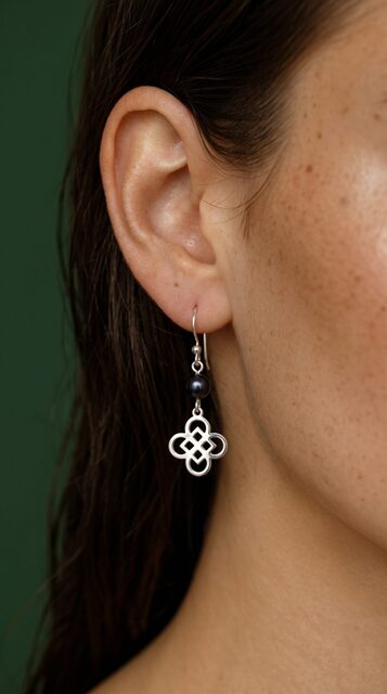 Earrings wire craft quatrefoil 1 + pearl