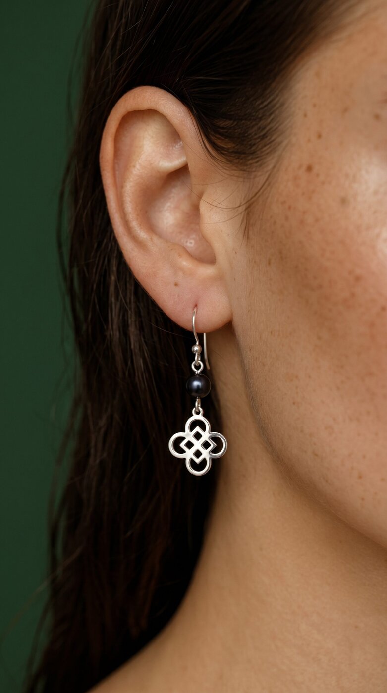 Earrings wire craft quatrefoil 1 + pearl