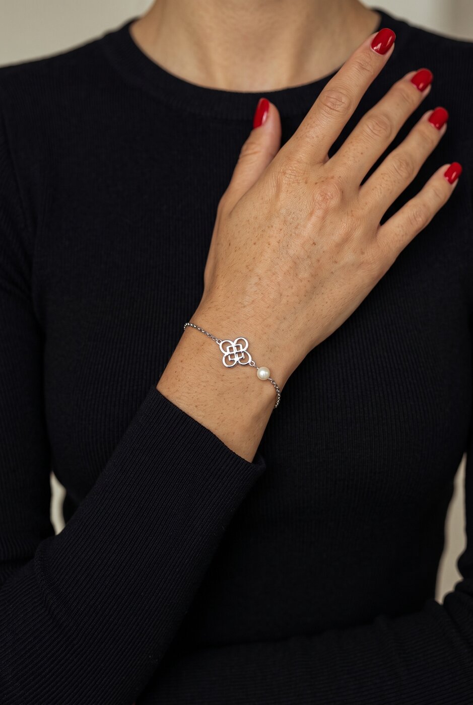 Bracelet wire craft quatrefoil 1 – chain + pearl