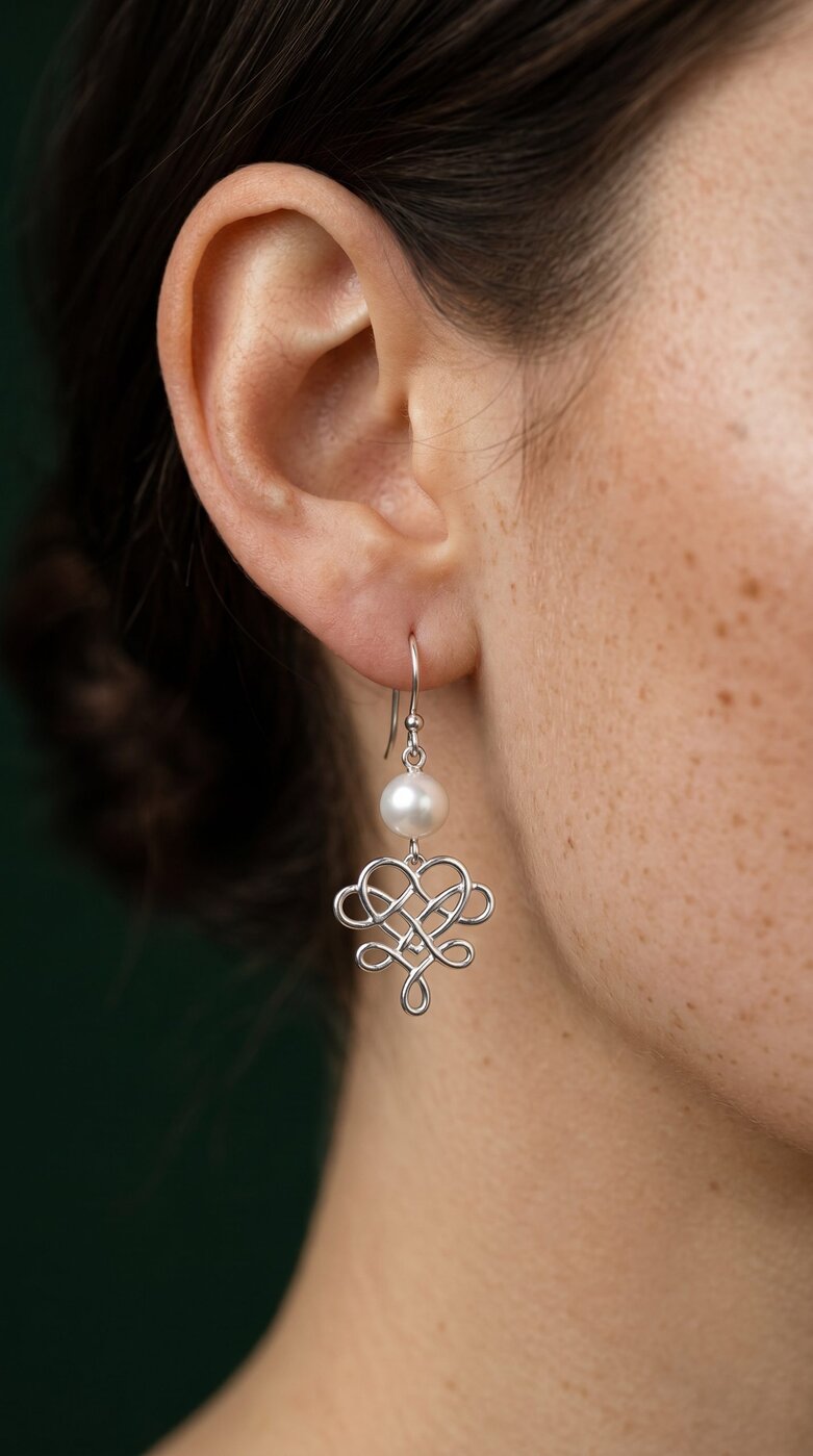Earrings wire craft heart 1+ pearl