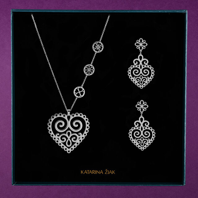 set privesok srdce ornament +nausnice