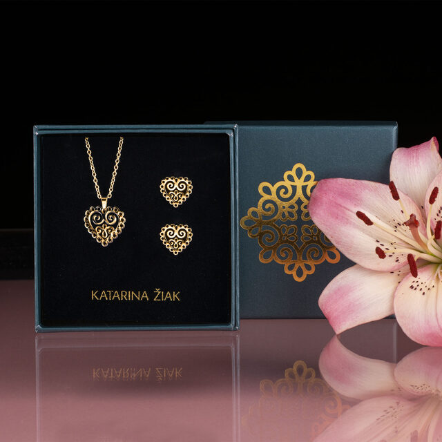Set studs + pendant heart ornament mini 1