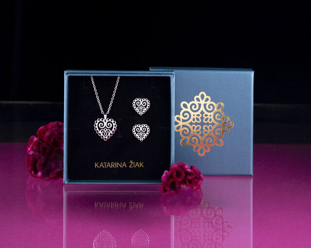 Set studs + pendant heart ornament mini 1
