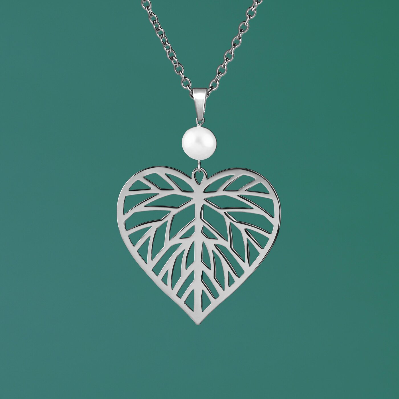 Pendant lindent leaf + pearl