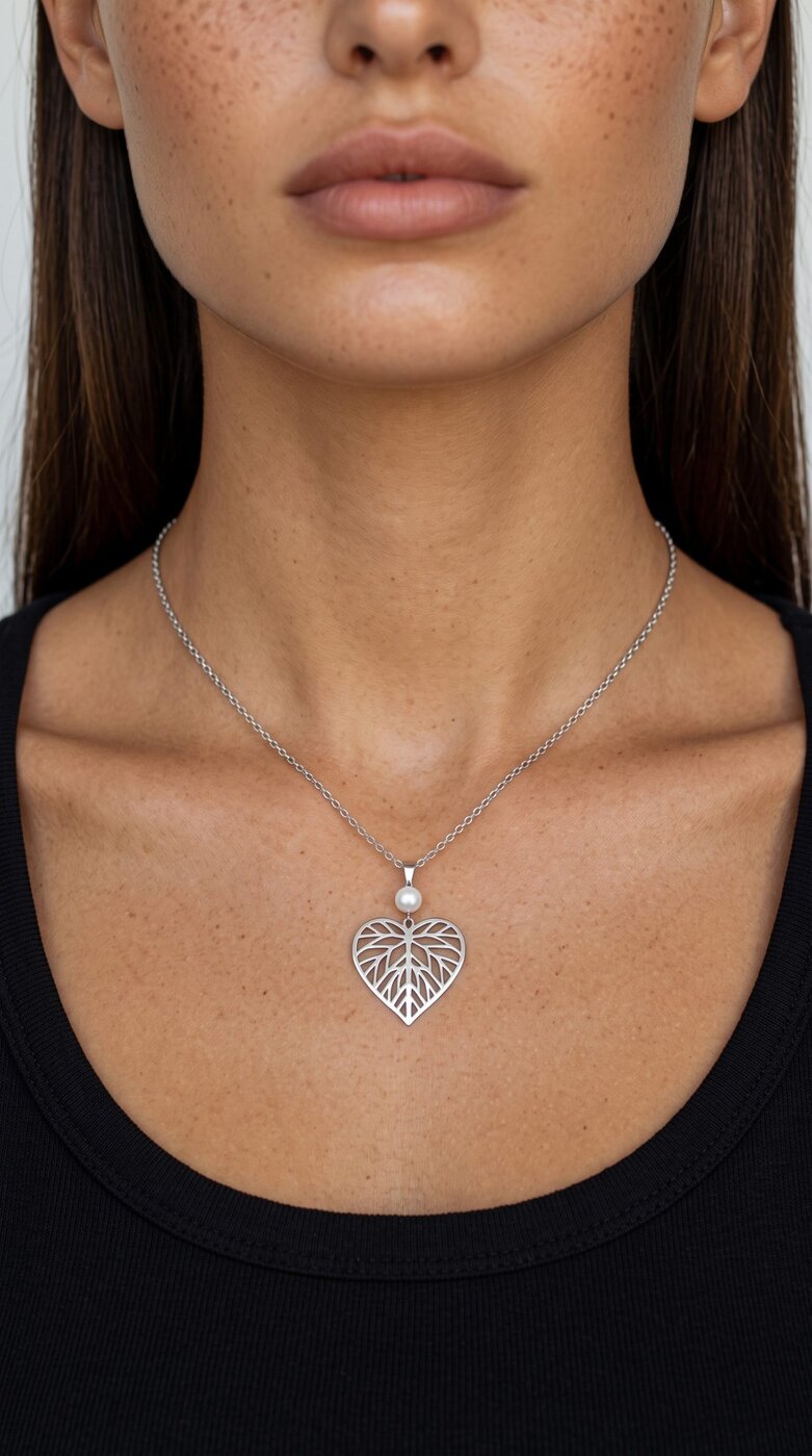 Pendant linden leaf – mini pearl