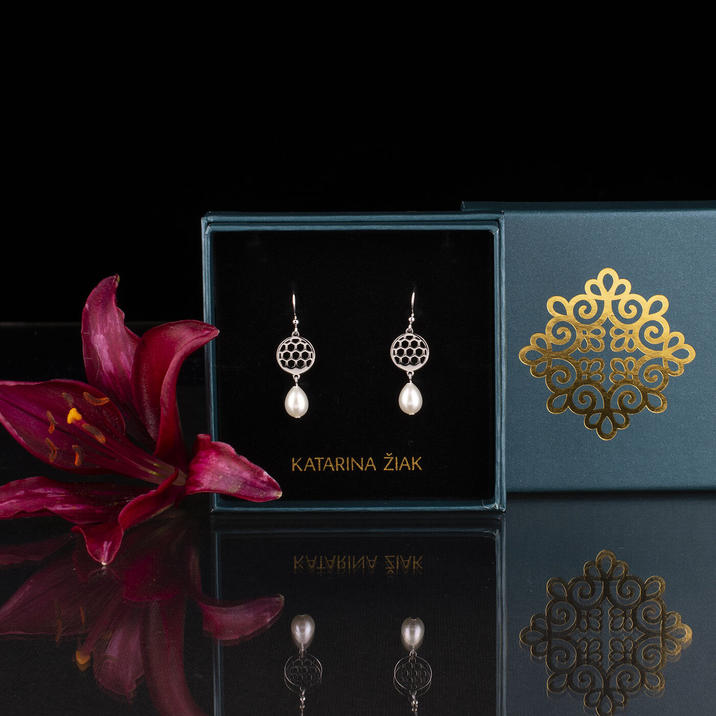 Earrings golf mini + tear pearl