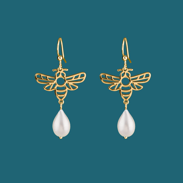 Earrings honeybee 5 + tear pearl