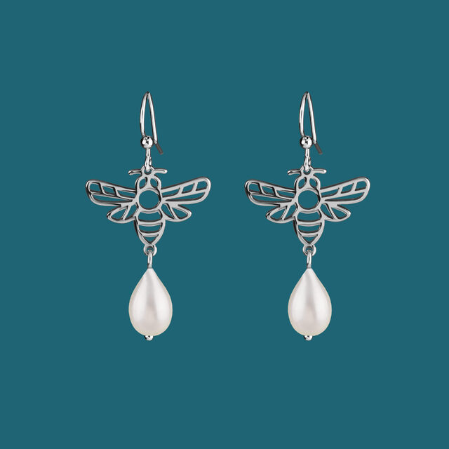 Earrings honeybee 5 + tear pearl