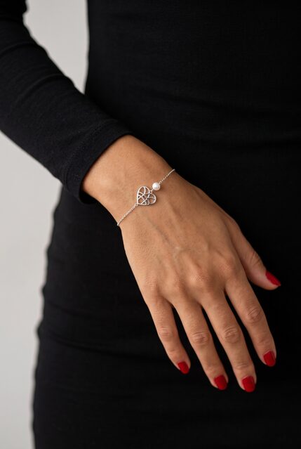 Bracelet heart – chain + pearl