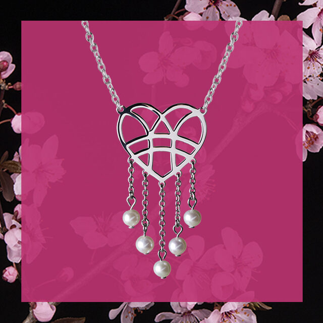 Necklace heart waterfall pearls – small