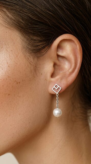 Studs Novohrad ornament square 3 + pearl