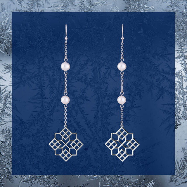 Earrings Novohrad square 2 – long + pearls