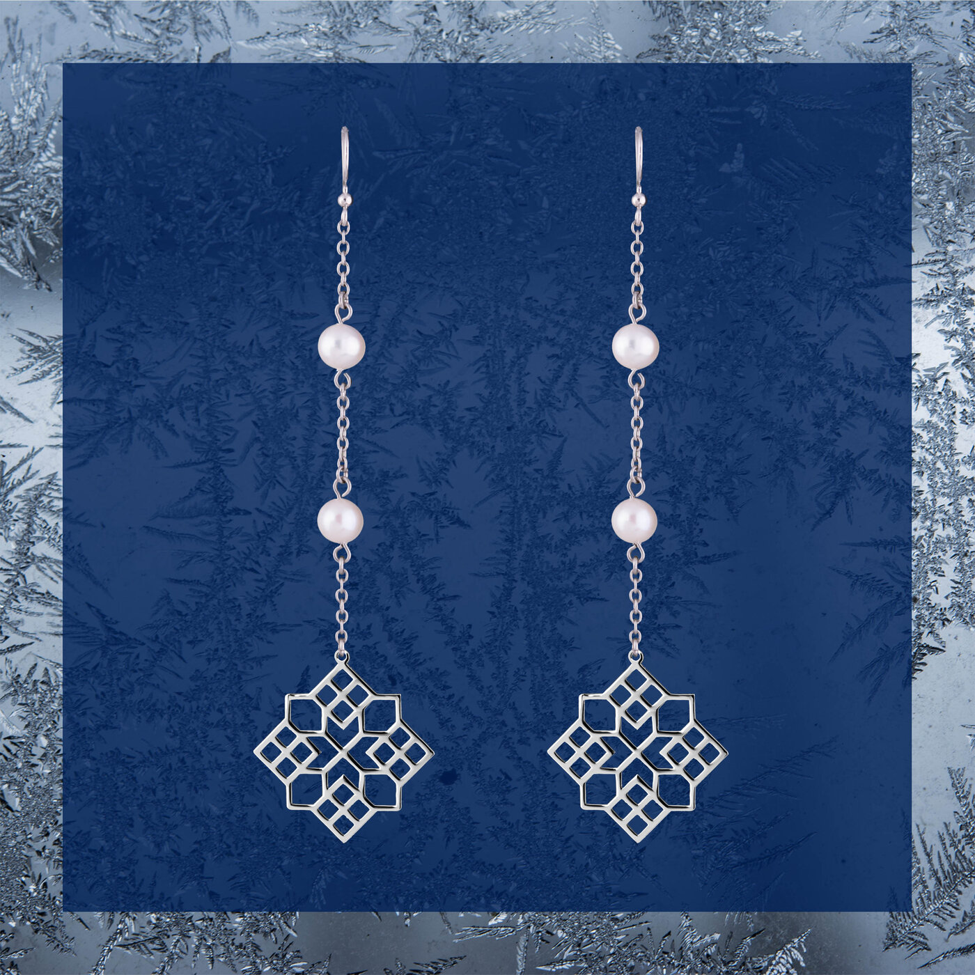 Earrings Novohrad square 2 – long + pearls