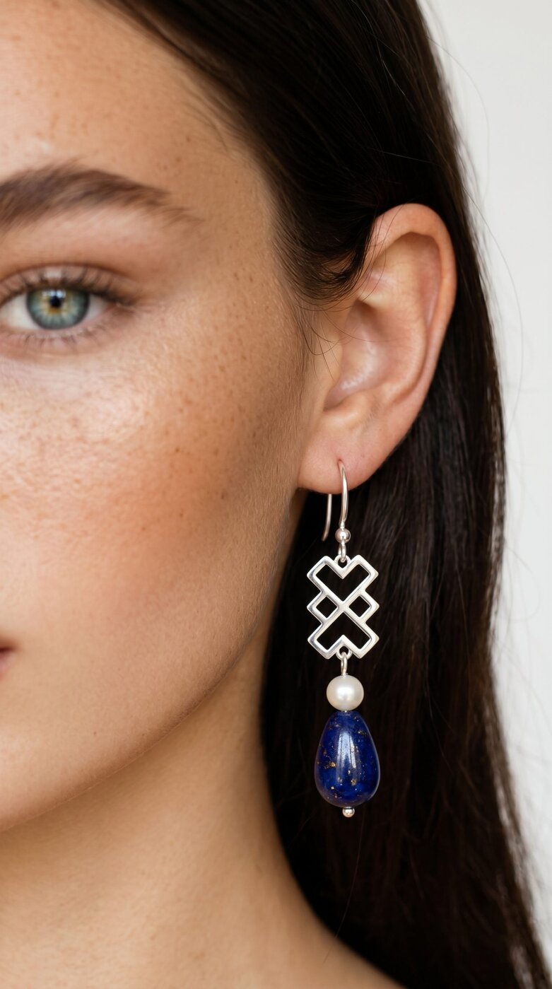 Náušnice – Novohrad ornament 1+ perla+ lapis