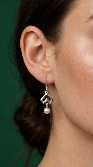Earrings Novohrad heart 1 + pearl – short