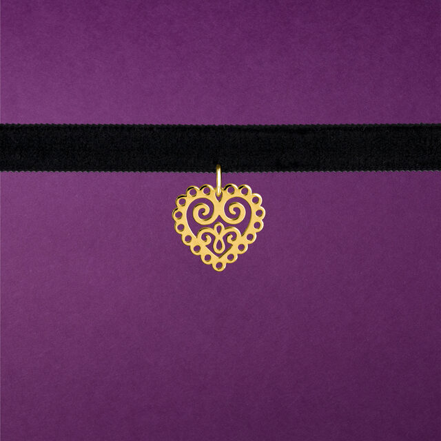 Náhrdelník choker FOLK ornamentové srdiečko