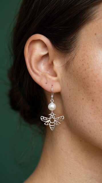 Earrings bee 4 + pearl