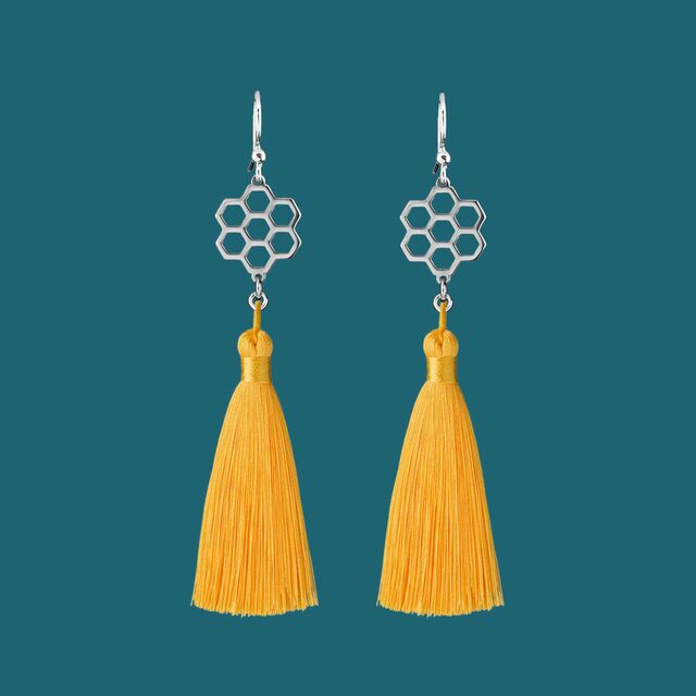 Earrings honeycomb 1 studs – tassels