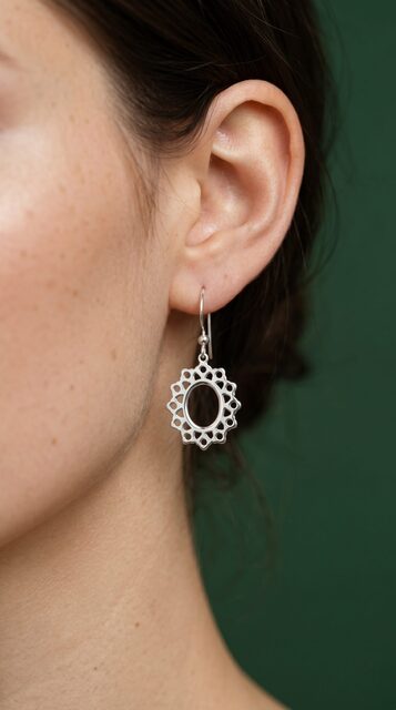 Earrings oval – flower
