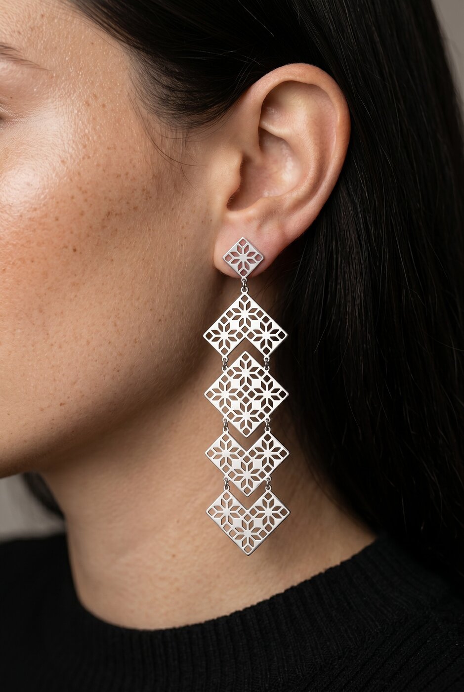Earrings geometry – pleated 2 – long