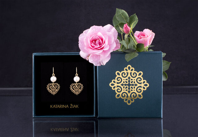 Earrings heart ornament mini with pearl