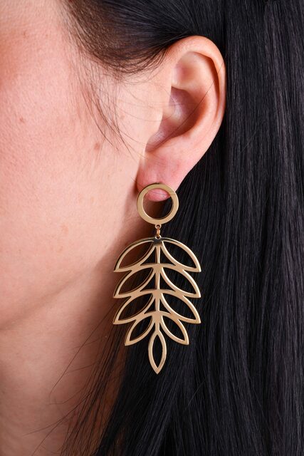 Earrings rowan leaf