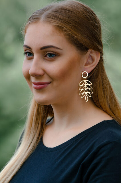 Earrings rowan leaf