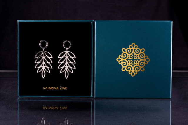 Earrings rowan leaf