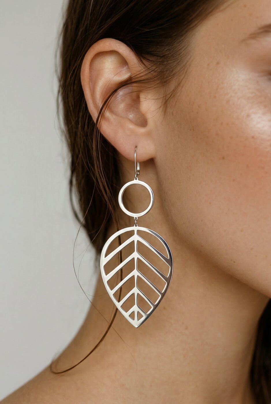 Earrings hornbeam leaf