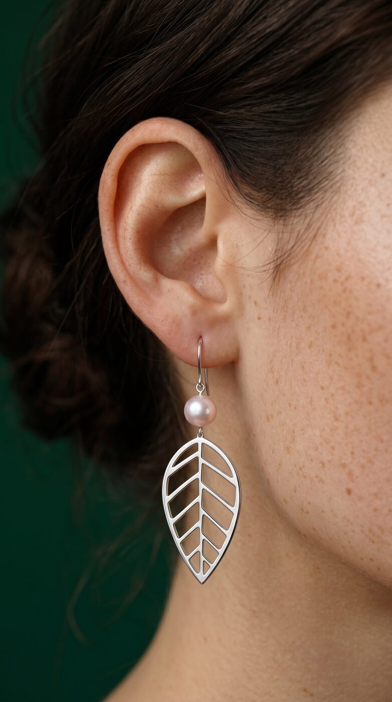 Earrings beech leaf
