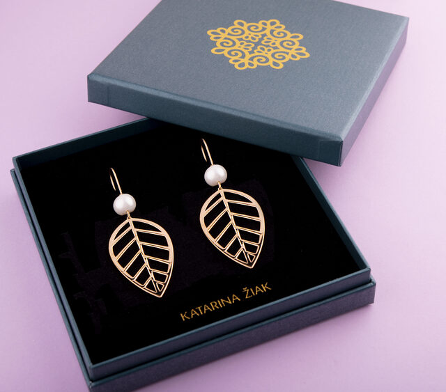 Earrings beech leaf