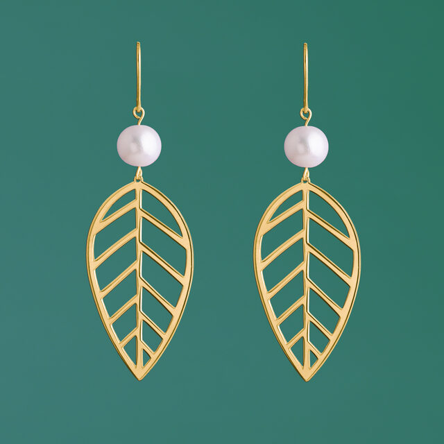 Earrings beech leaf