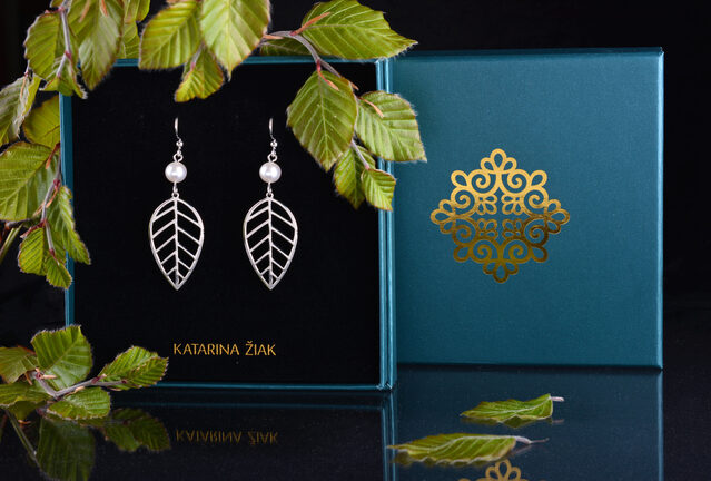 Earrings beech leaf