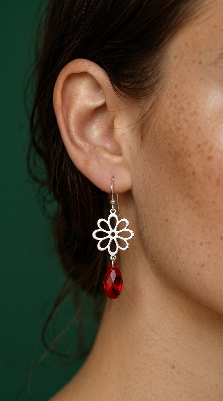Náušnice folk kvietok – margarétka – Swarovski