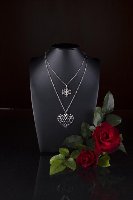 Two-row necklace Flower of life – heart