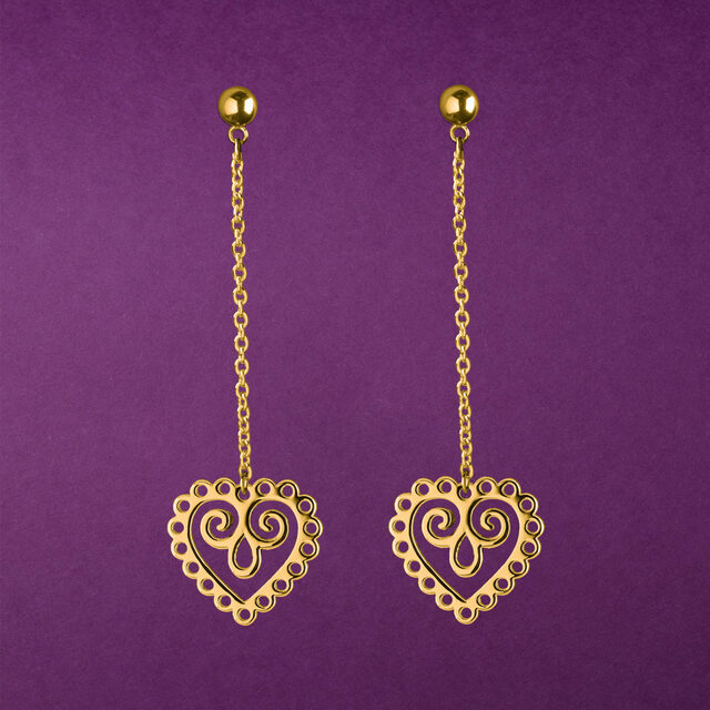 Earrings heart mini on chains