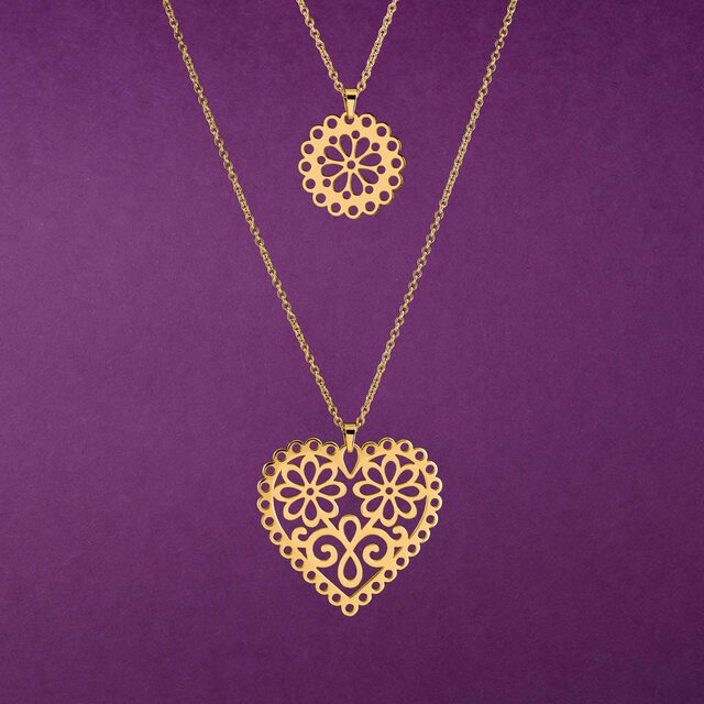 Two-row necklace heart marguerite