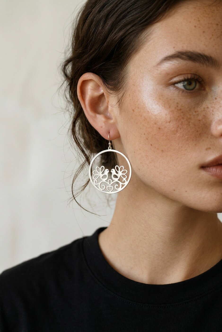 Earrings doves – circle