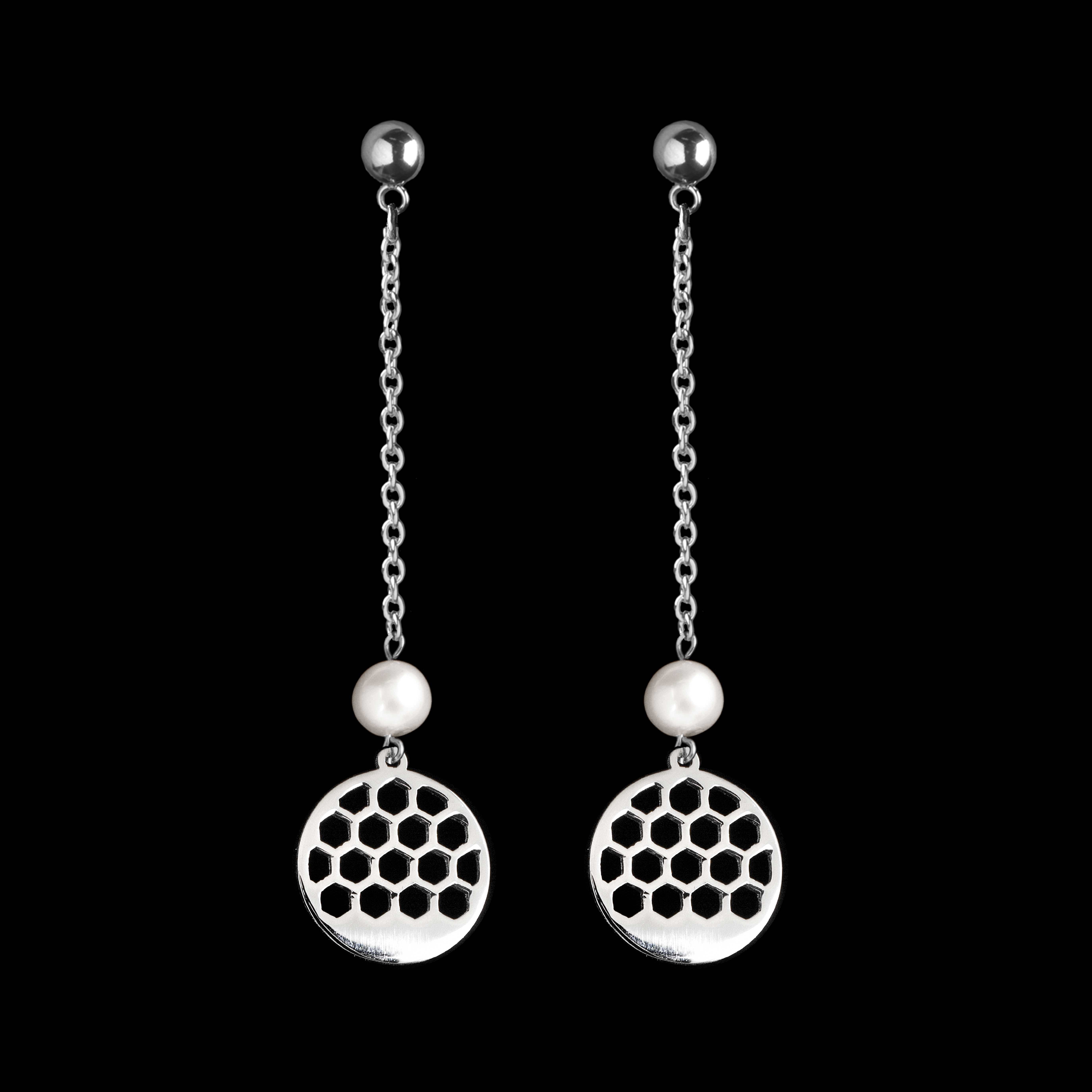 Náušnice golf 8 - dlhé s perlou