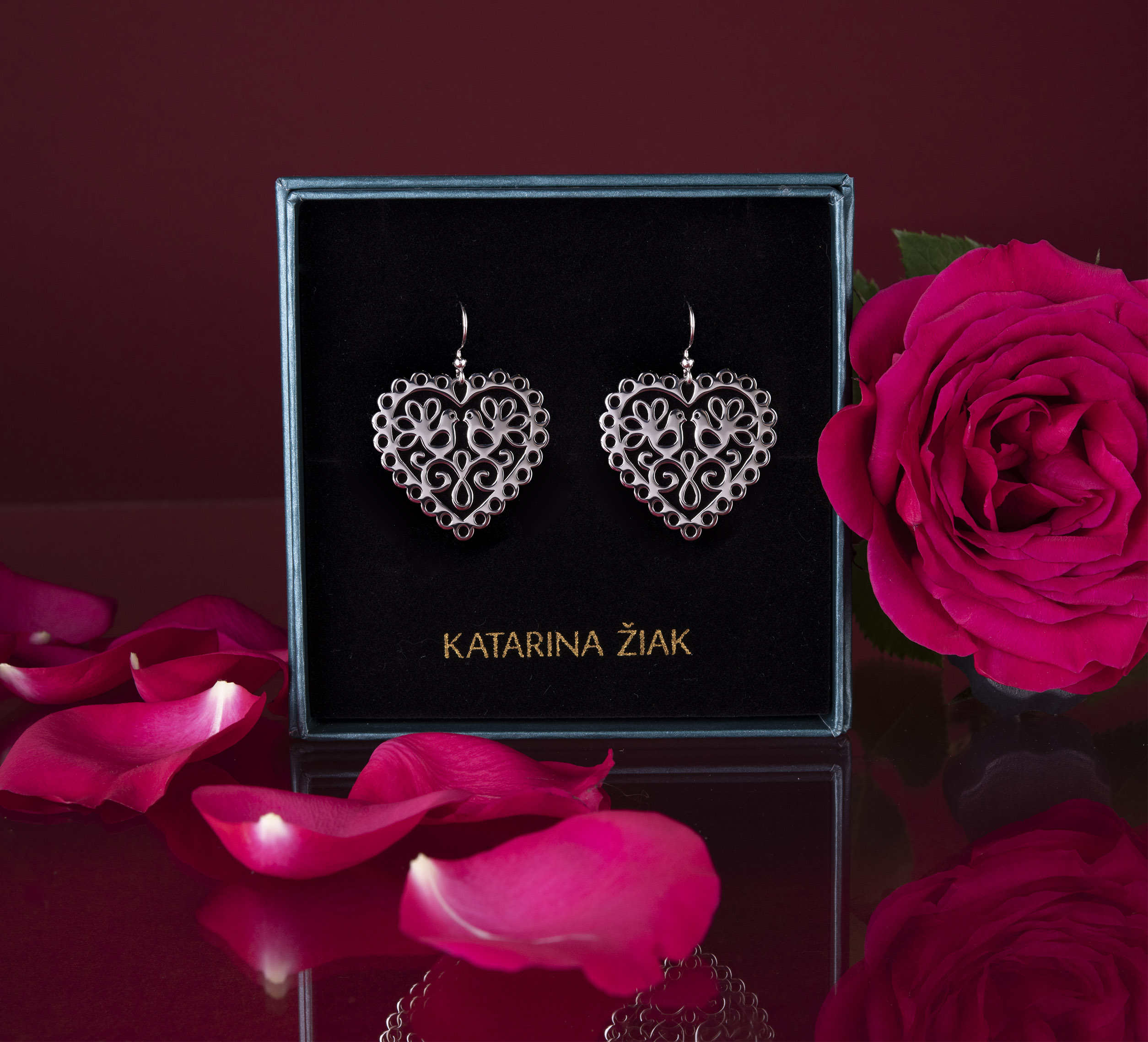 Náušnice srdce holubice 1