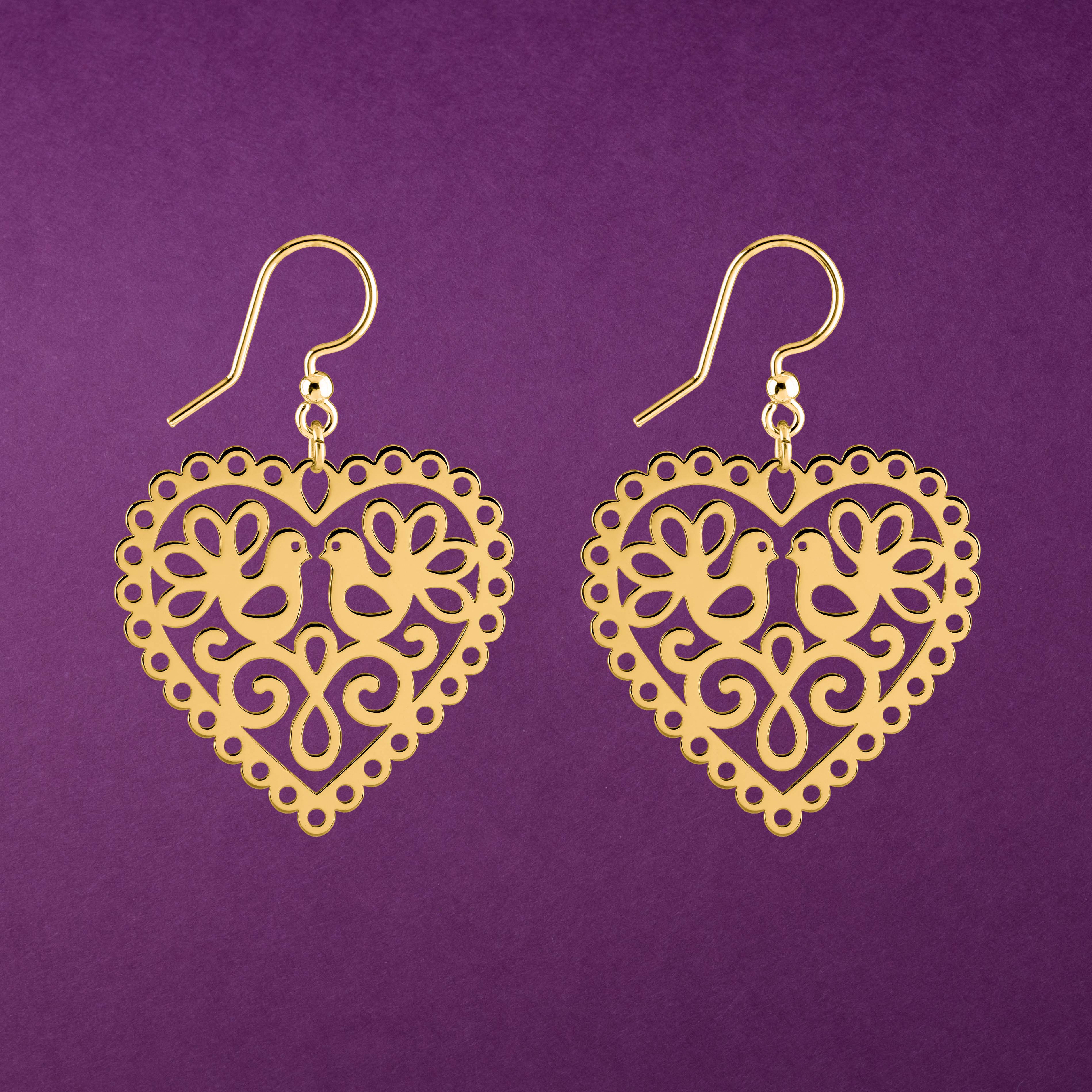 Náušnice srdce holubice 1