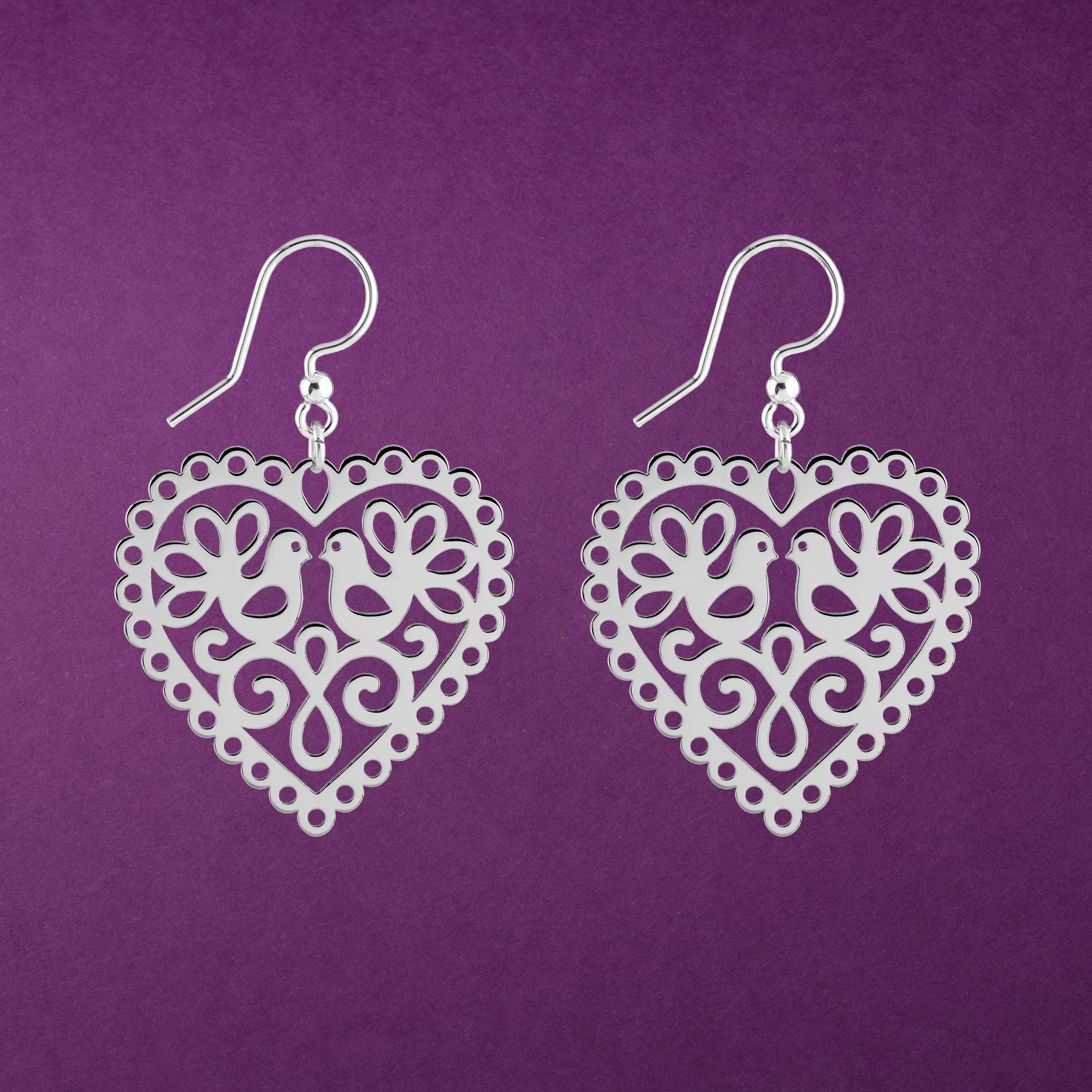 Náušnice srdce holubice 1