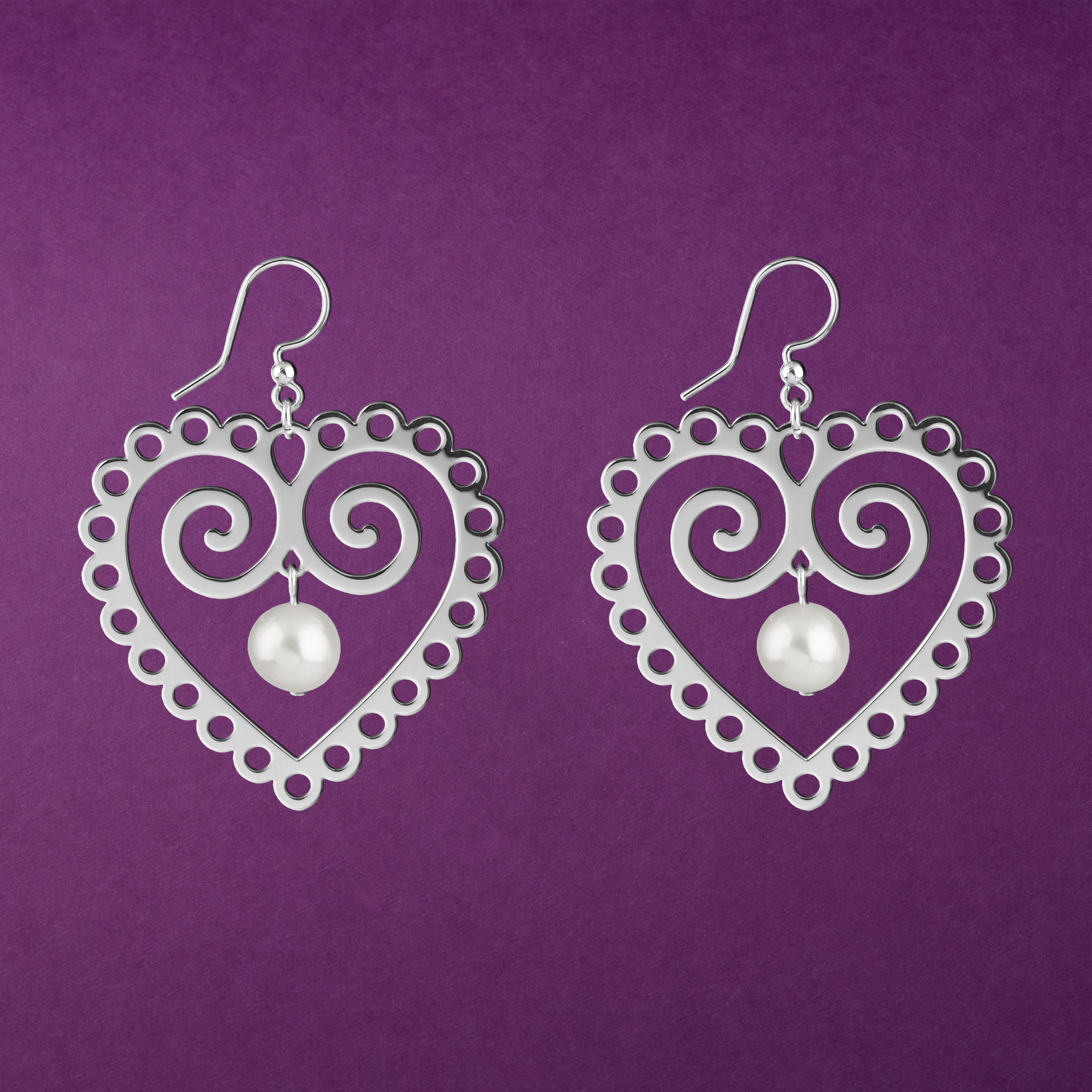 Náušnice srdce s perlou