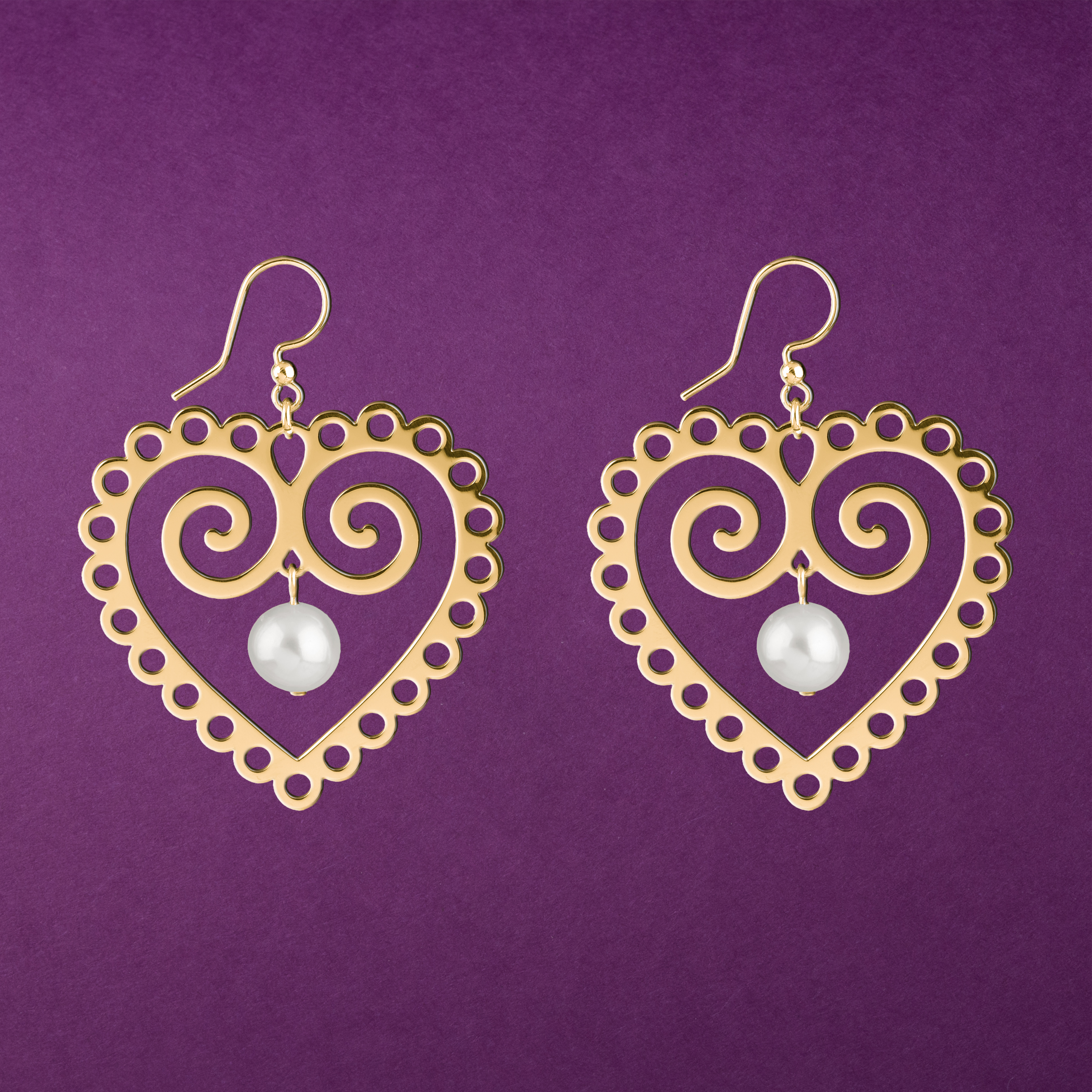 Náušnice srdce s perlou