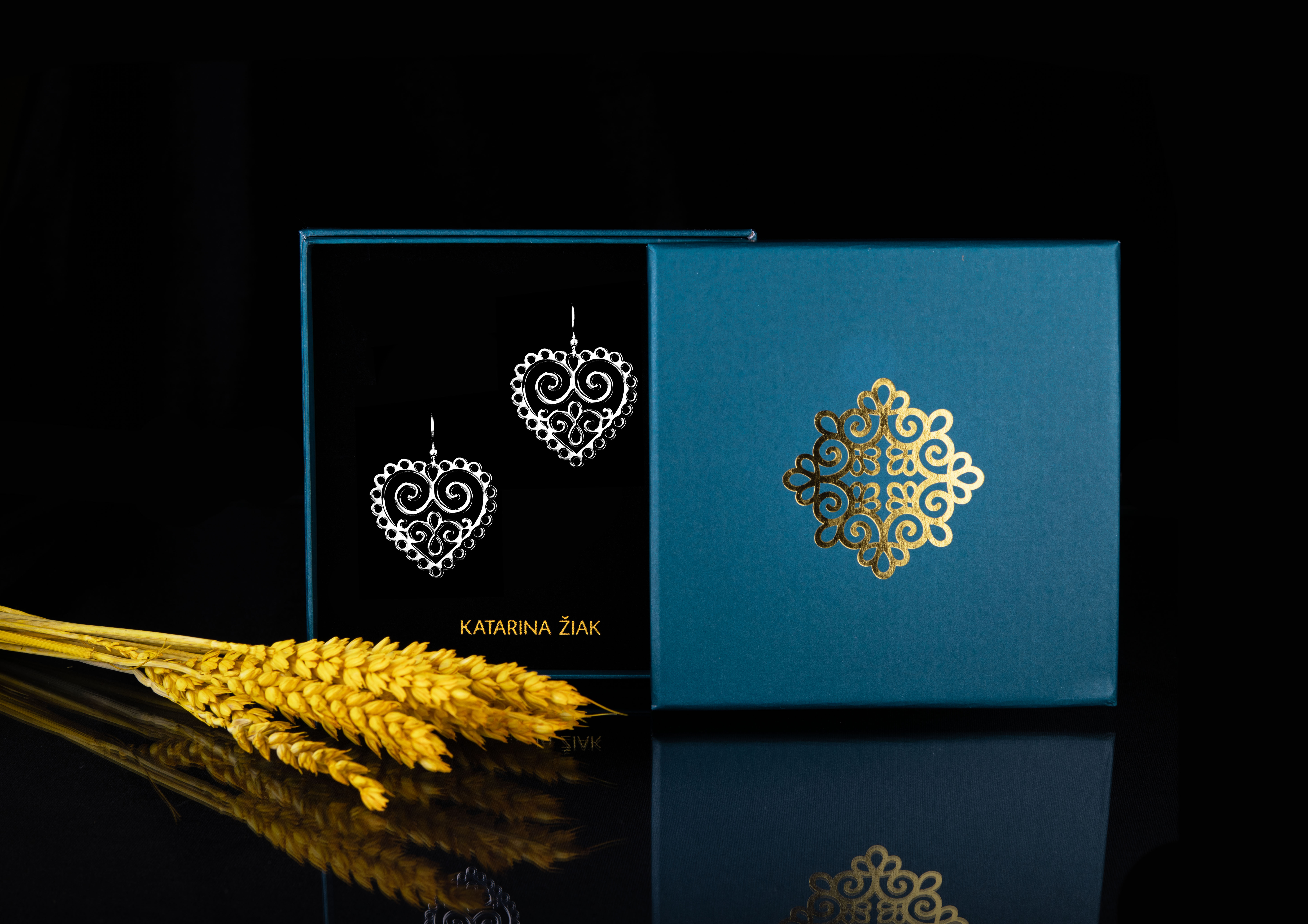 Náušnice srdce ornament 1