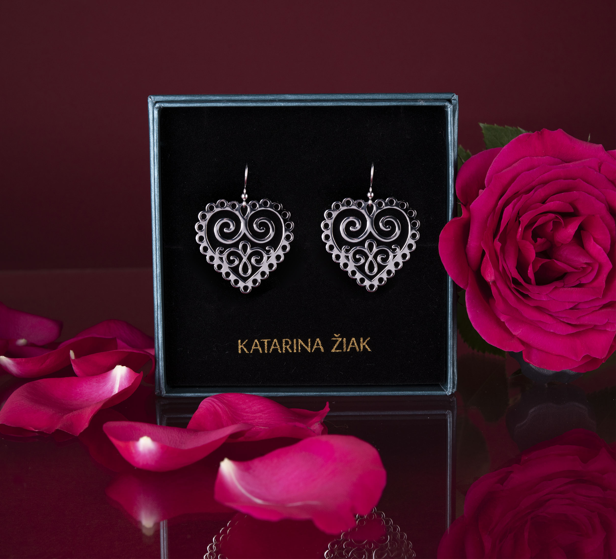 Náušnice srdce ornament 1