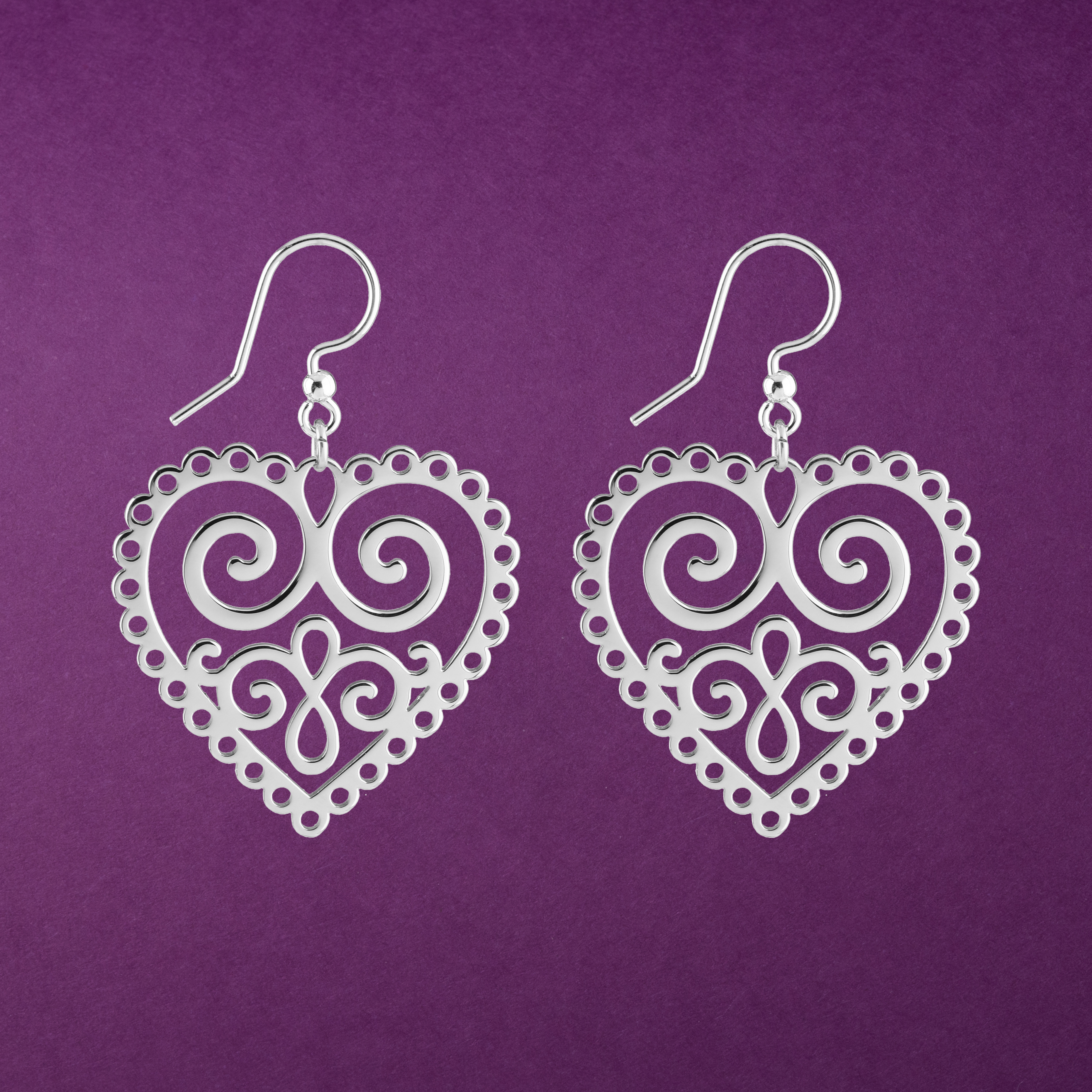 Náušnice srdce ornament 1